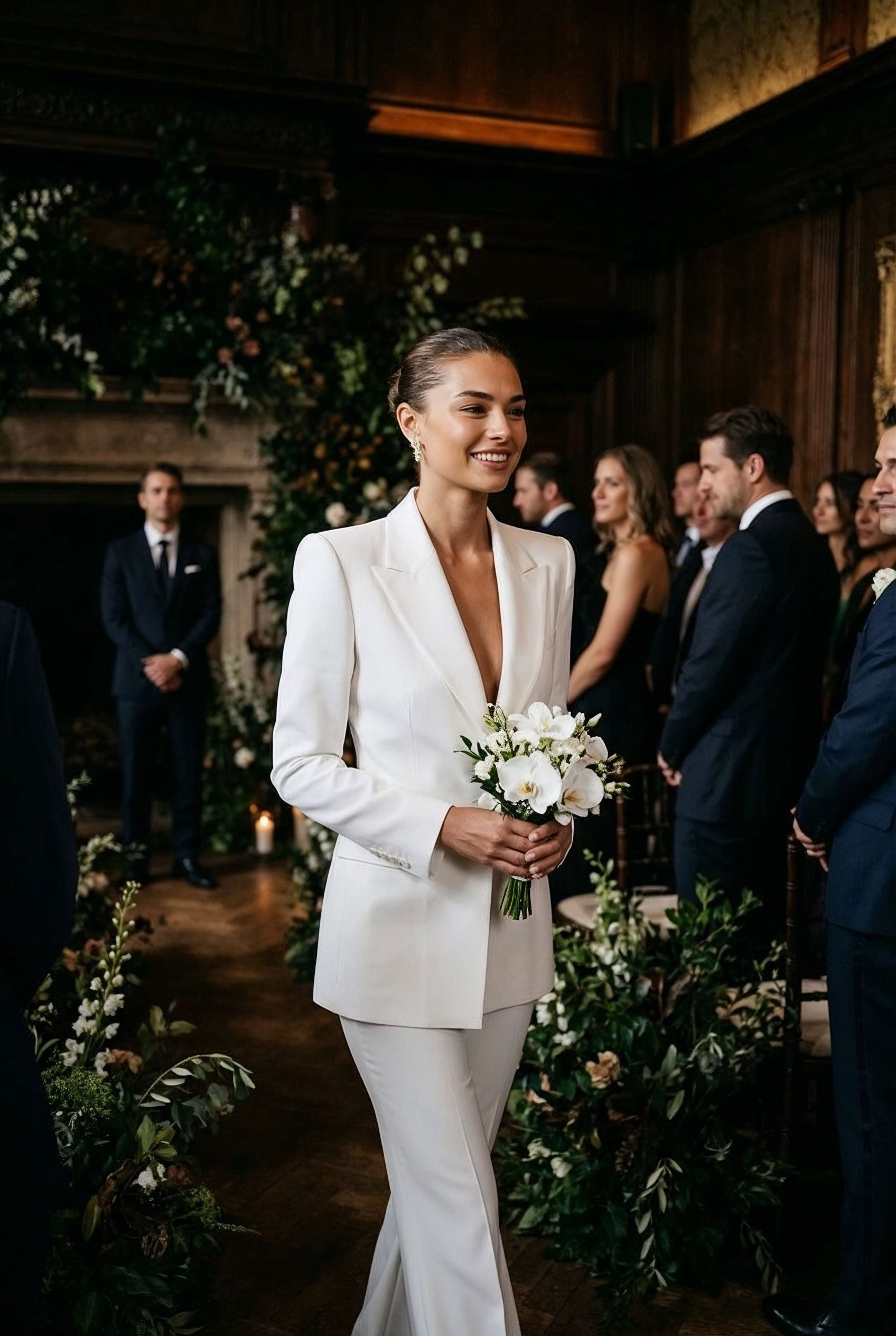 JYL Ivory Wedding Ceremony Pantsuit with 3/4 Sleeves by AUDRAY - image 3