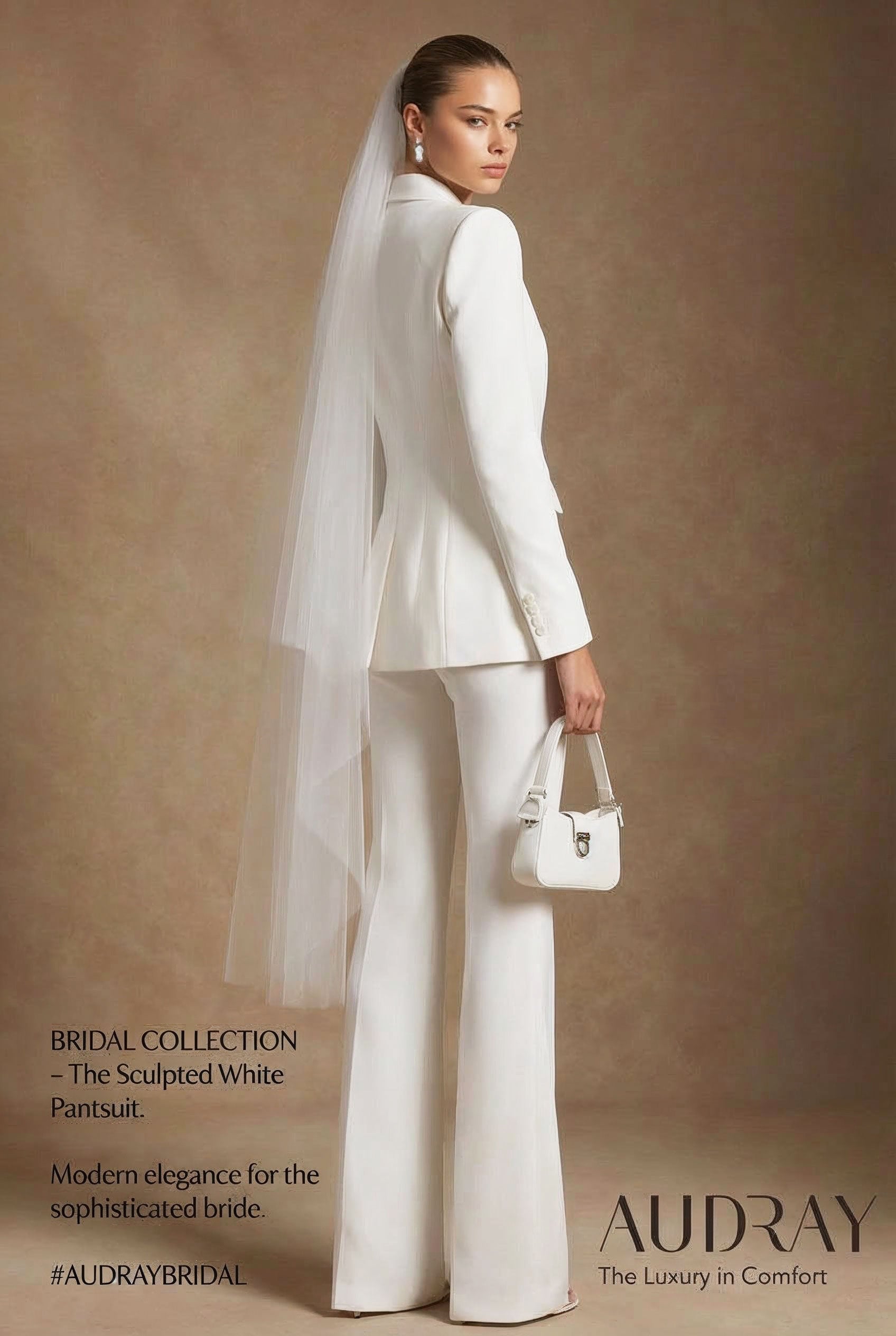 JYL Ivory Wedding Ceremony Pantsuit with 3/4 Sleeves by AUDRAY - image 5
