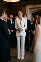 JYL Ivory Wedding Ceremony Pantsuit with 3/4 Sleeves by AUDRAY - image 6