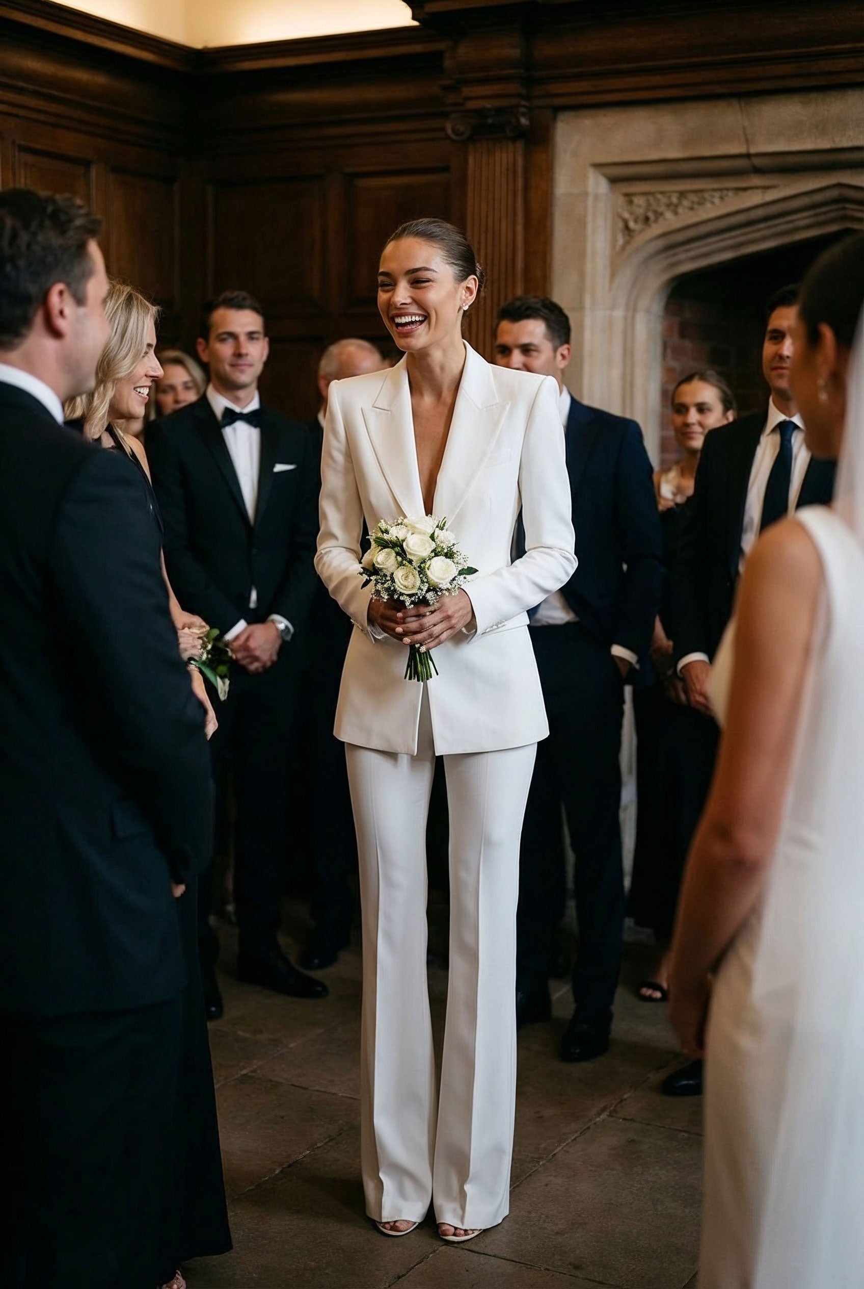 JYL Ivory Wedding Ceremony Pantsuit with 3/4 Sleeves by AUDRAY - image 6