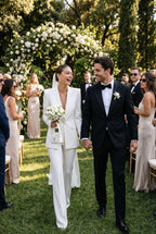 JYL Ivory Wedding Ceremony Pantsuit with 3/4 Sleeves by AUDRAY - image 7