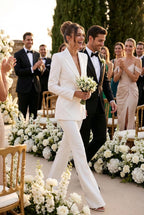 JYL Ivory Wedding Ceremony Pantsuit with 3/4 Sleeves by AUDRAY - image 9