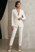 NEYA WHITE Ivory Wedding Ceremony Pantsuit with 3/4 Sleeves by AUDRAY - image 2