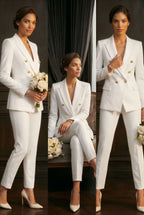 NEYA WHITE Ivory Wedding Ceremony Pantsuit with 3/4 Sleeves by AUDRAY - image 3