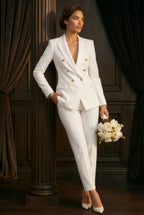 NEYA WHITE Ivory Wedding Ceremony Pantsuit with 3/4 Sleeves by AUDRAY - image 4