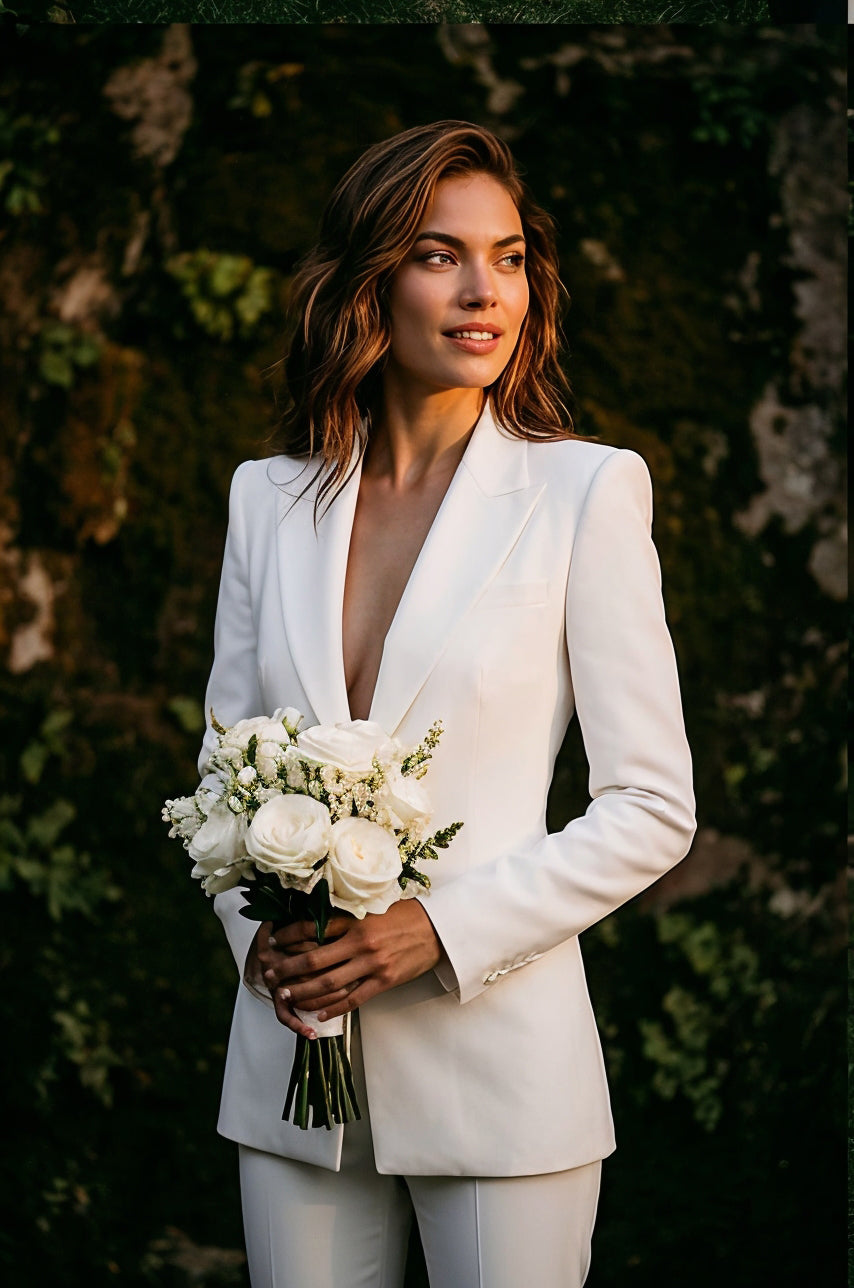RAYA Ivory Wedding Ceremony Pantsuit with 3/4 Sleeves by AUDRAY - image 5