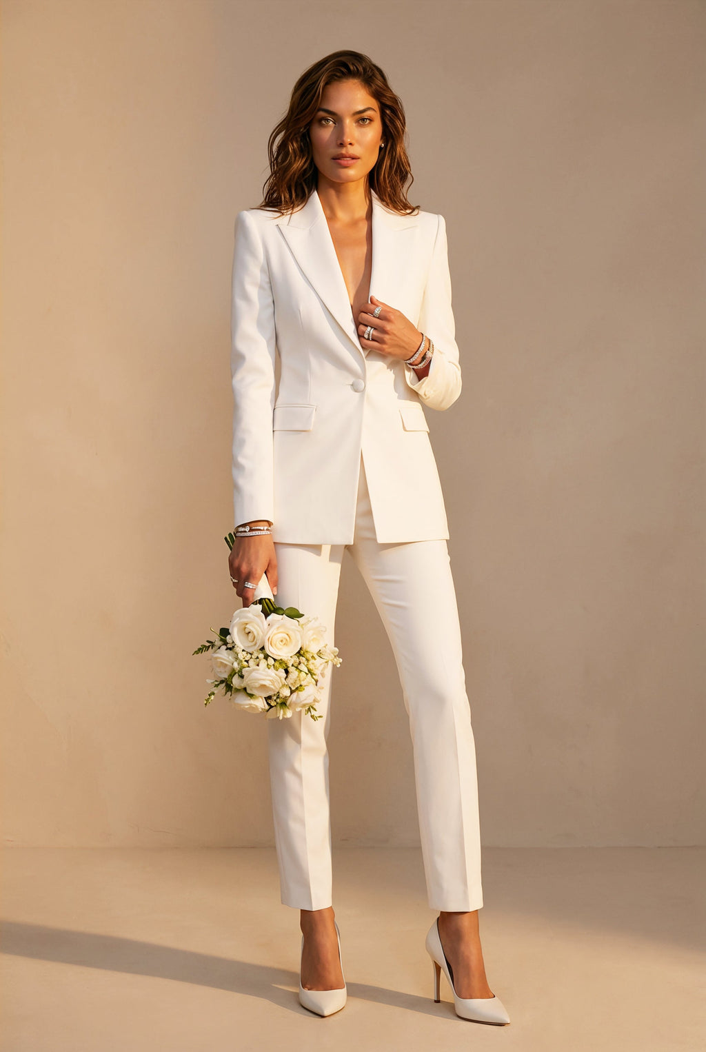 RAYA Ivory Wedding Ceremony Pantsuit with 3/4 Sleeves by AUDRAY - image 12