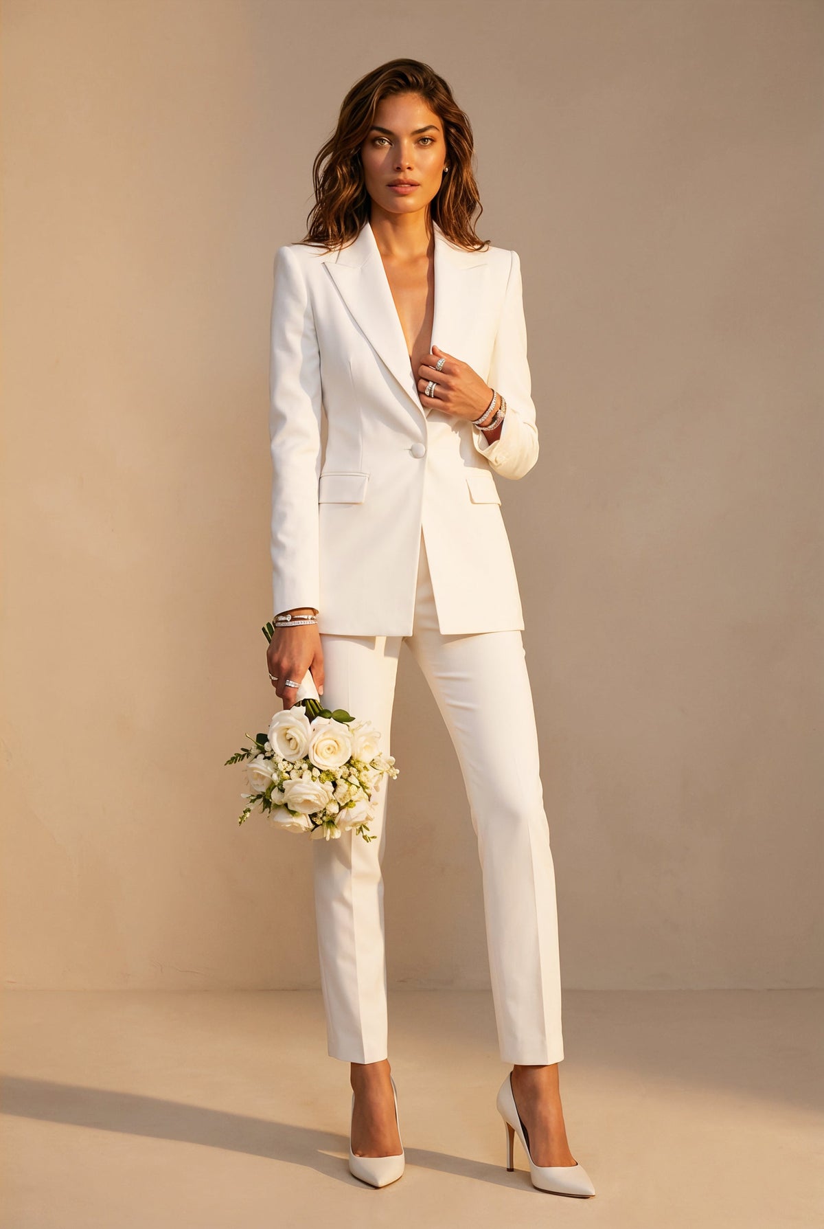 RAYA Ivory Wedding Ceremony Pantsuit with 3/4 Sleeves by AUDRAY - image 12