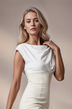 JACKIE Ivory Sheath Wedding Ceremony Dress with 3/4 Sleeves by AUDRAY - image 2