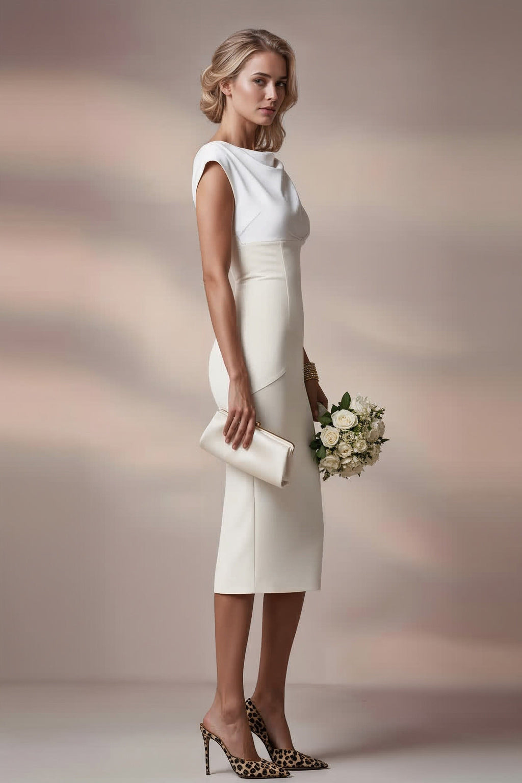 JACKIE Ivory Sheath Wedding Ceremony Dress with 3/4 Sleeves by AUDRAY - image 4
