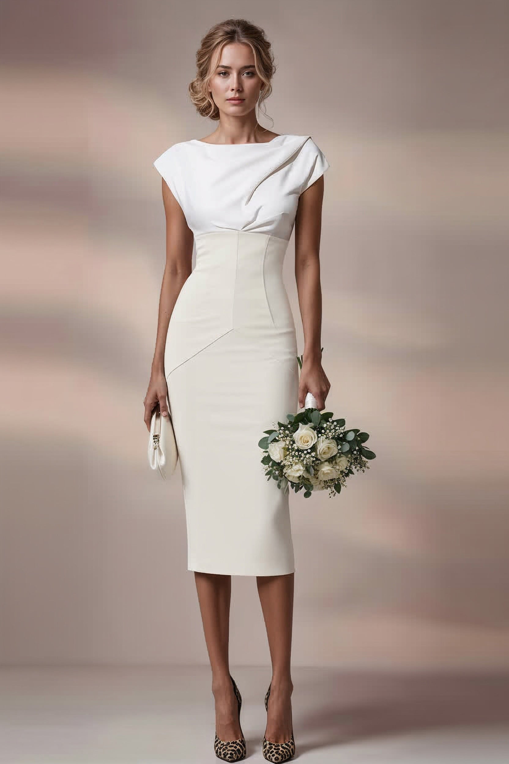 JACKIE Ivory Sheath Wedding Ceremony Dress with 3/4 Sleeves by AUDRAY - image 5