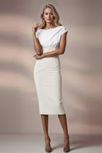JACKIE Ivory Sheath Wedding Ceremony Dress with 3/4 Sleeves by AUDRAY - image 8