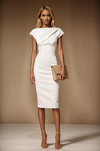JACKIE - light ivory fitted midilength sheath dress