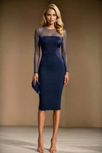 LARA Navy Sheath Business Dress with Long Sleeves by AUDRAY - image 1