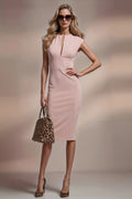 LAUREN - blush rose fitted sheath dress