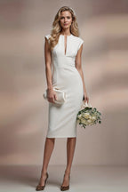 LAUREN - light ivory fitted sheath dress