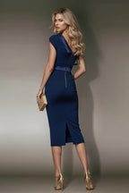 MARILYN Navy Sheath Business Dress with 3/4 Sleeves by AUDRAY - image 4
