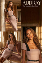 MARLENE - black / light ivory fitted sheath dress