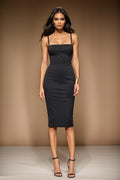 MONICA - black fitted sheath dress