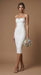 MONICA IVORY Ivory Sheath Wedding Ceremony Dress with Sleeveless Design by AUDRAY - image 2