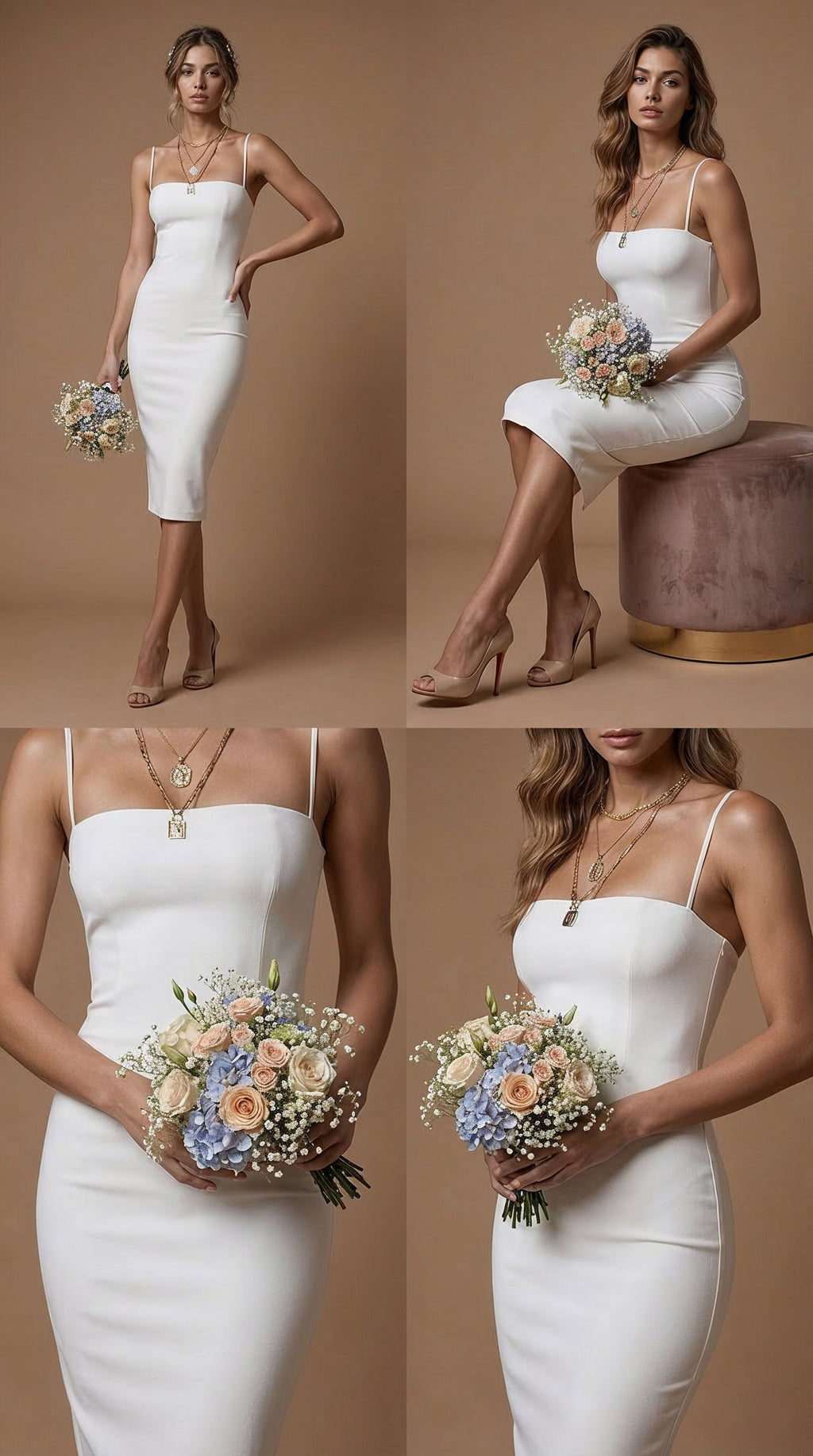 MONICA IVORY Ivory Sheath Wedding Ceremony Dress with Sleeveless Design by AUDRAY - image 3