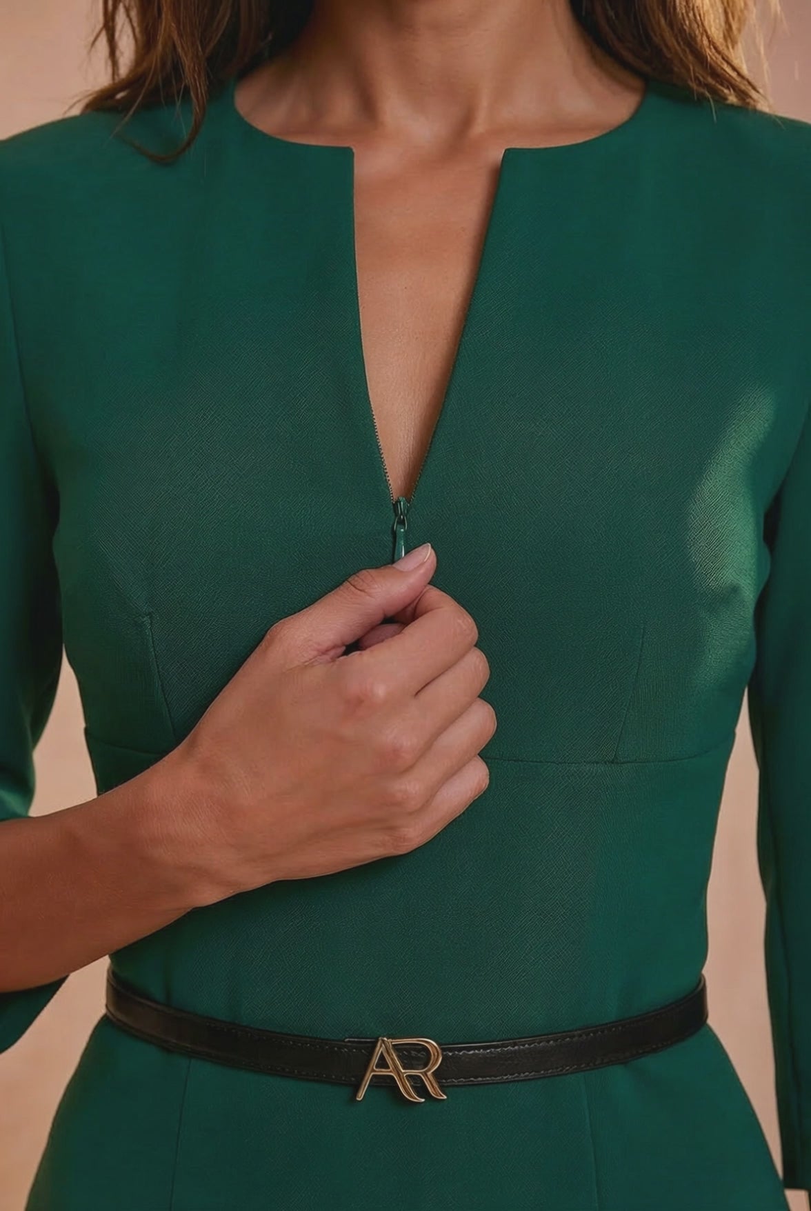 THE AUDRAY - dark green fitted sheath dress