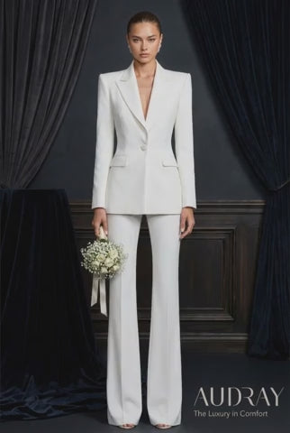 JYL - Elegant White Bridal Pantsuit