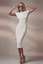 JACKIE - light ivory fitted sheath dress