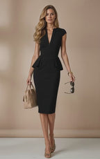 CHARLIZE - black fitted sheath dress