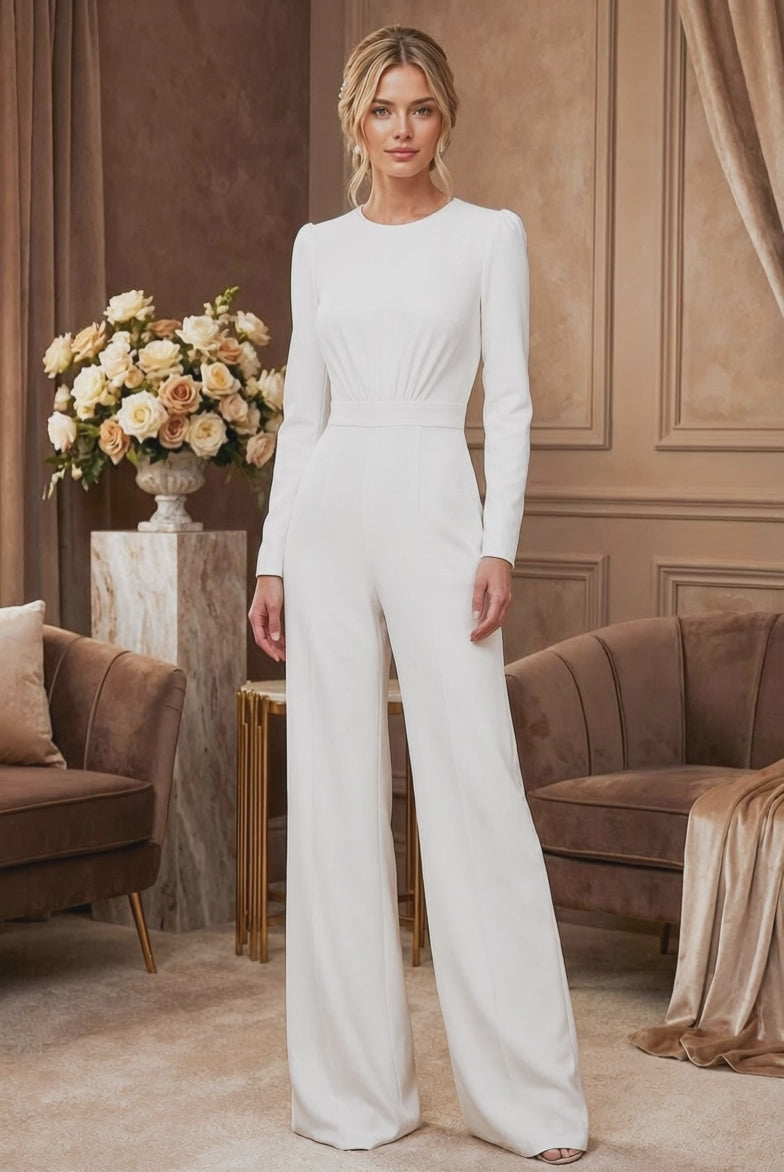 BLANCHET - white bridal Jumpsuit with long sleeves