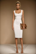 SALMA - light ivory fitted sheath dress