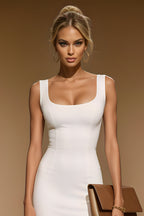 SALMA - light ivory fitted sheath dress