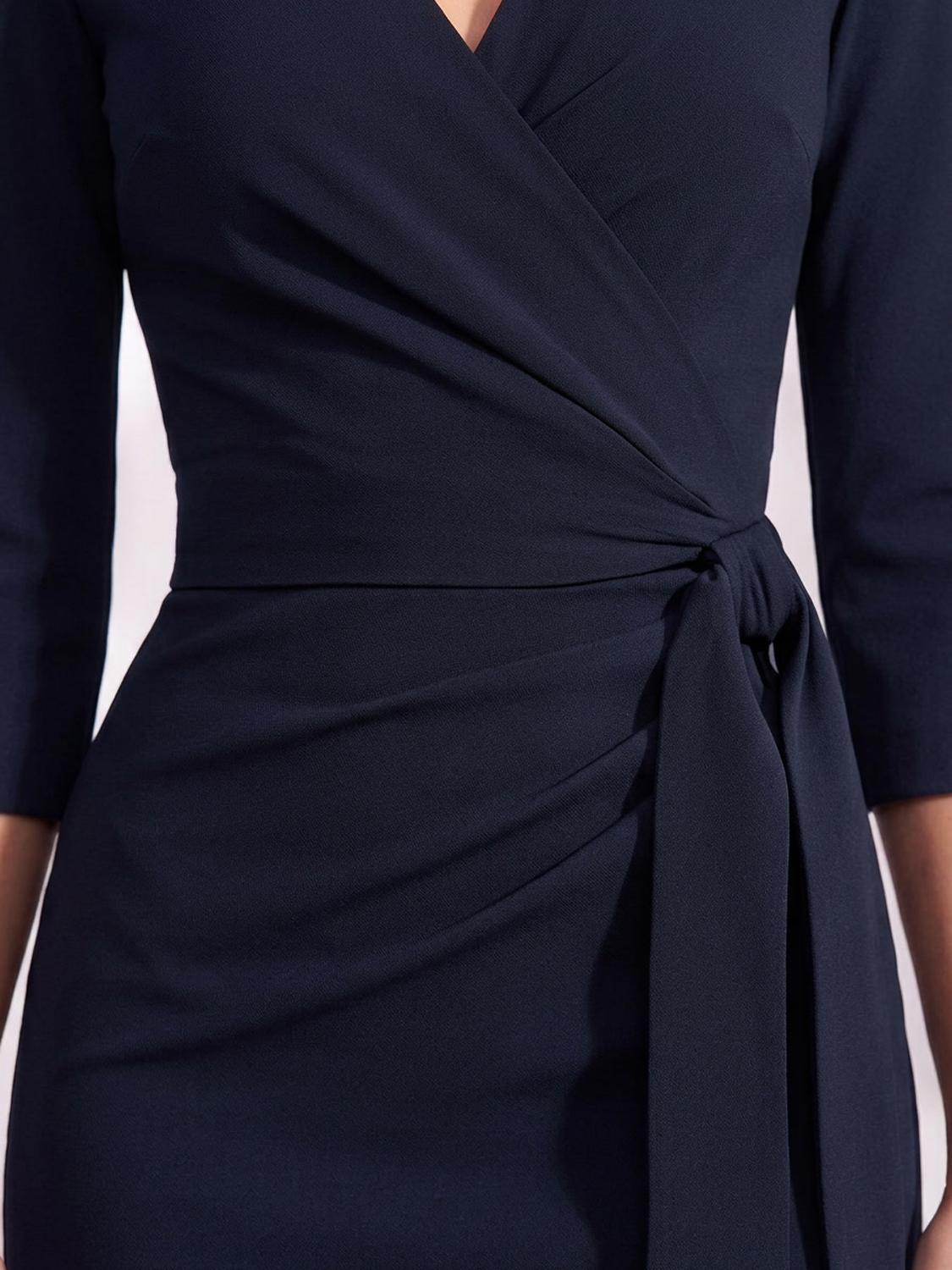 SCARLETT navy blue luxury business dress with comfortable stretch fit – AUDRAY