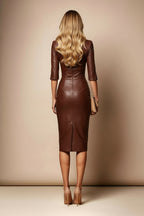 SHARON Chocolate Brown Sheath Business Dress with 3/4 Sleeves by AUDRAY - image 6