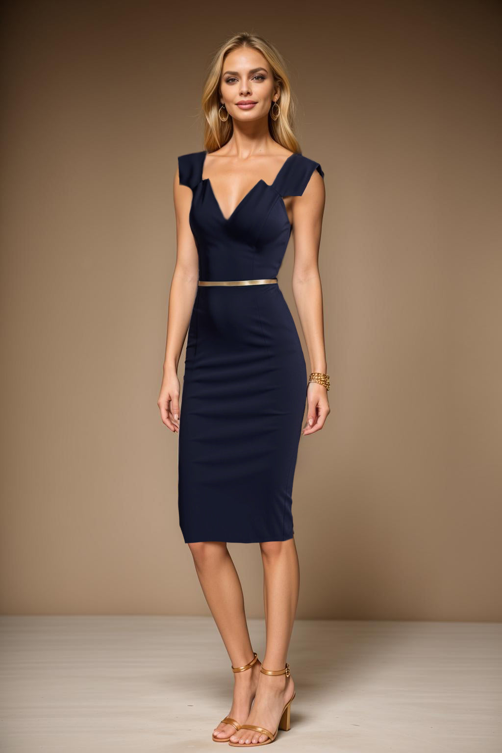 GAL - navy fitted sheath dress