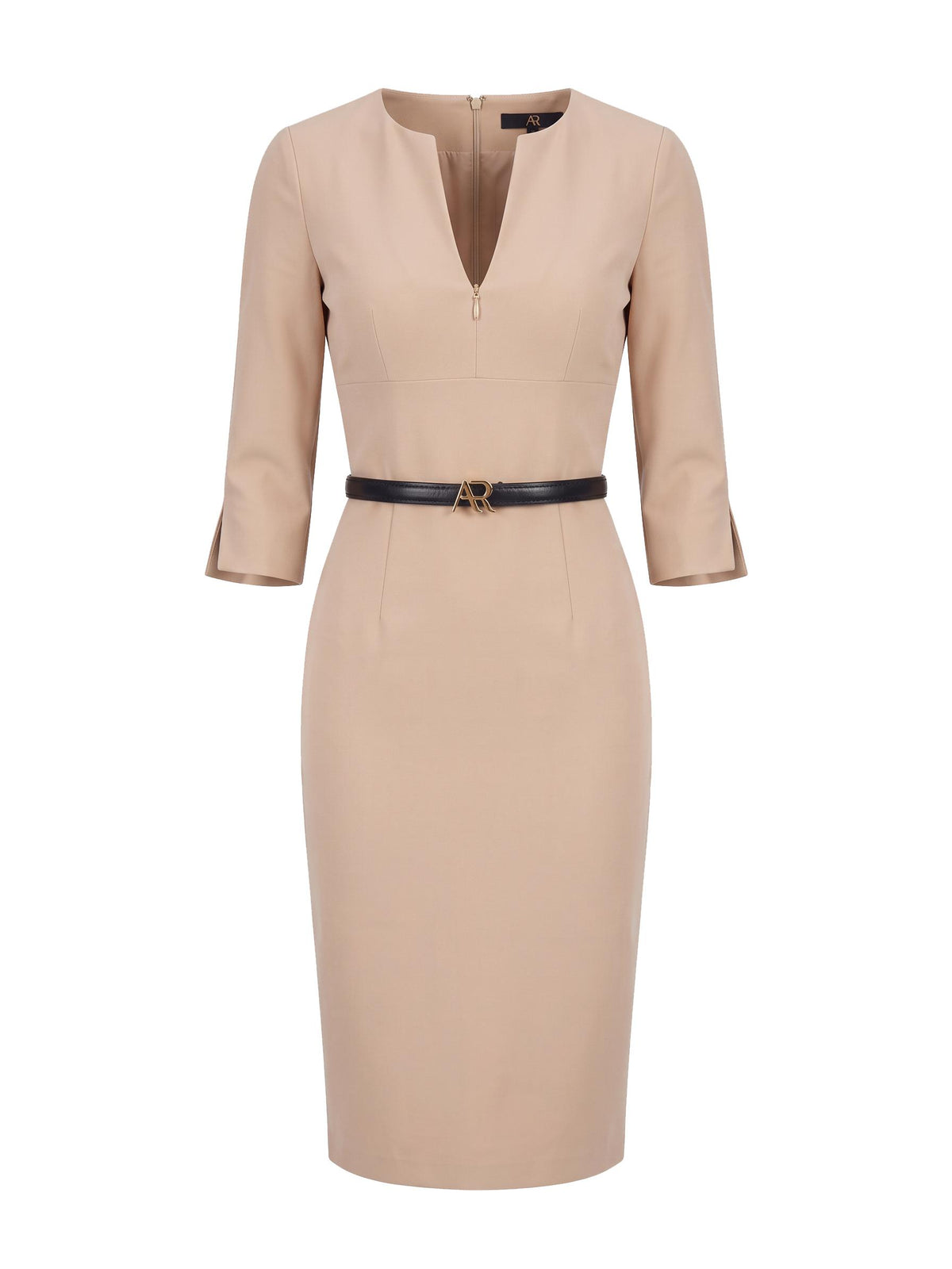 THE AUDRAY beige luxury business dress with comfortable stretch fit – AUDRAY