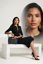 The AUDRAY Dress – black business sheath Dress l sleeves l adjustable neckline
