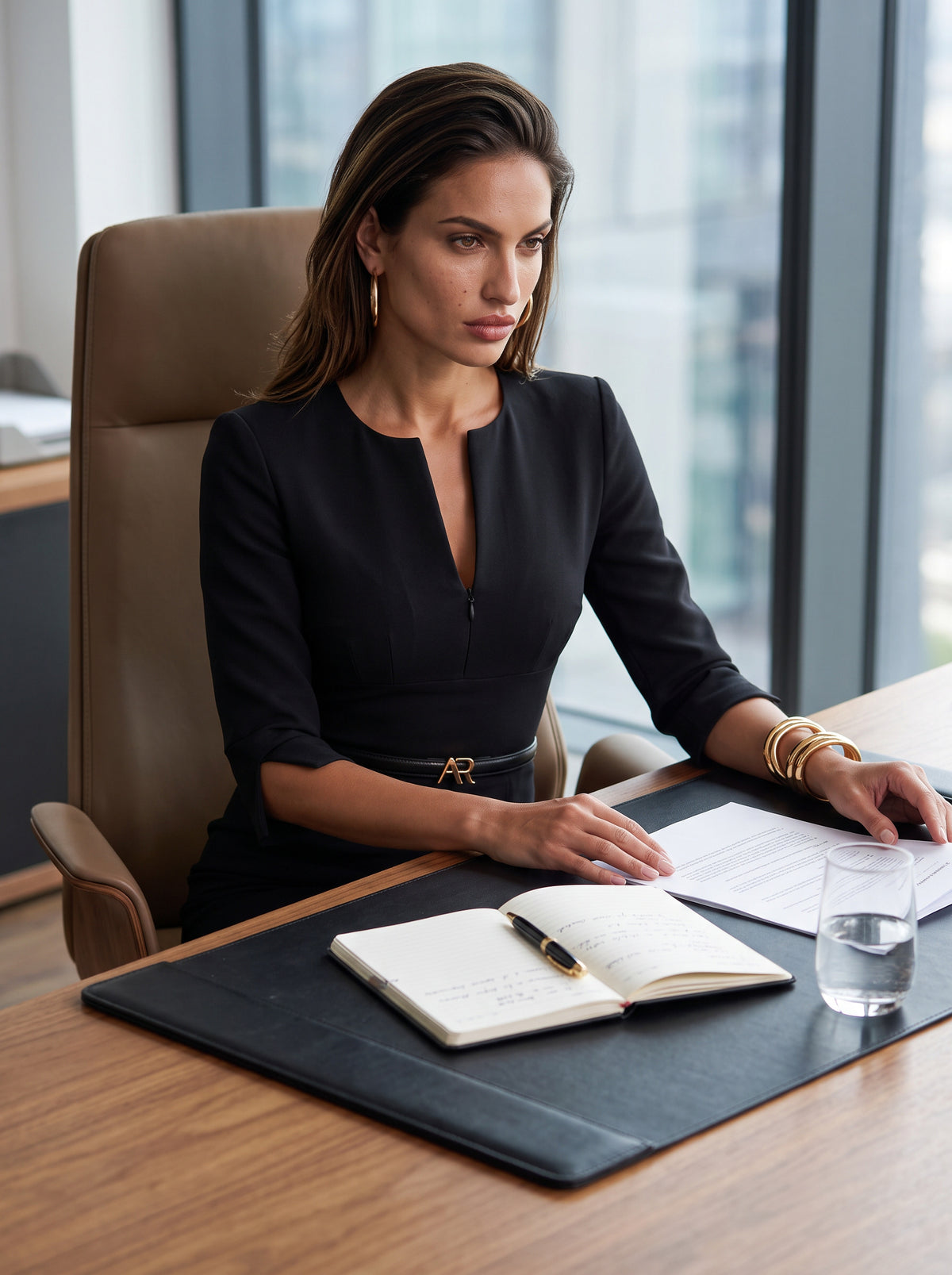 THE AUDRAY black tailored office dress for businesswomen, wrinkle-resistant – AUDRAY