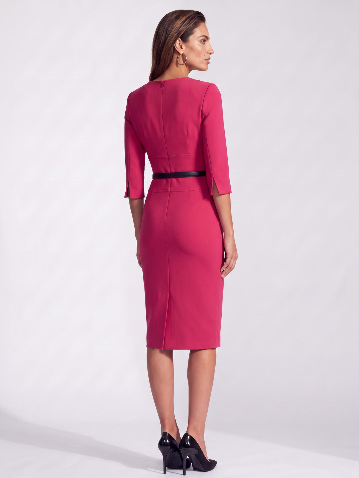 THE AUDRAY cerise pink elegant power dress for meetings and work – AUDRAY