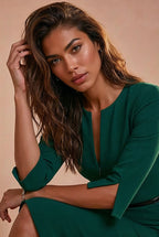 THE AUDRAY Forest Green Sheath Business Dress with 3/4 Sleeves by AUDRAY - image 2