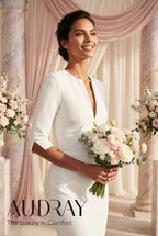 THE AUDRAY Ivory Sheath Wedding Ceremony Dress with 3/4 Sleeves by AUDRAY - image 1