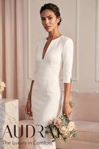 THE AUDRAY Ivory Sheath Wedding Ceremony Dress with 3/4 Sleeves by AUDRAY - image 7