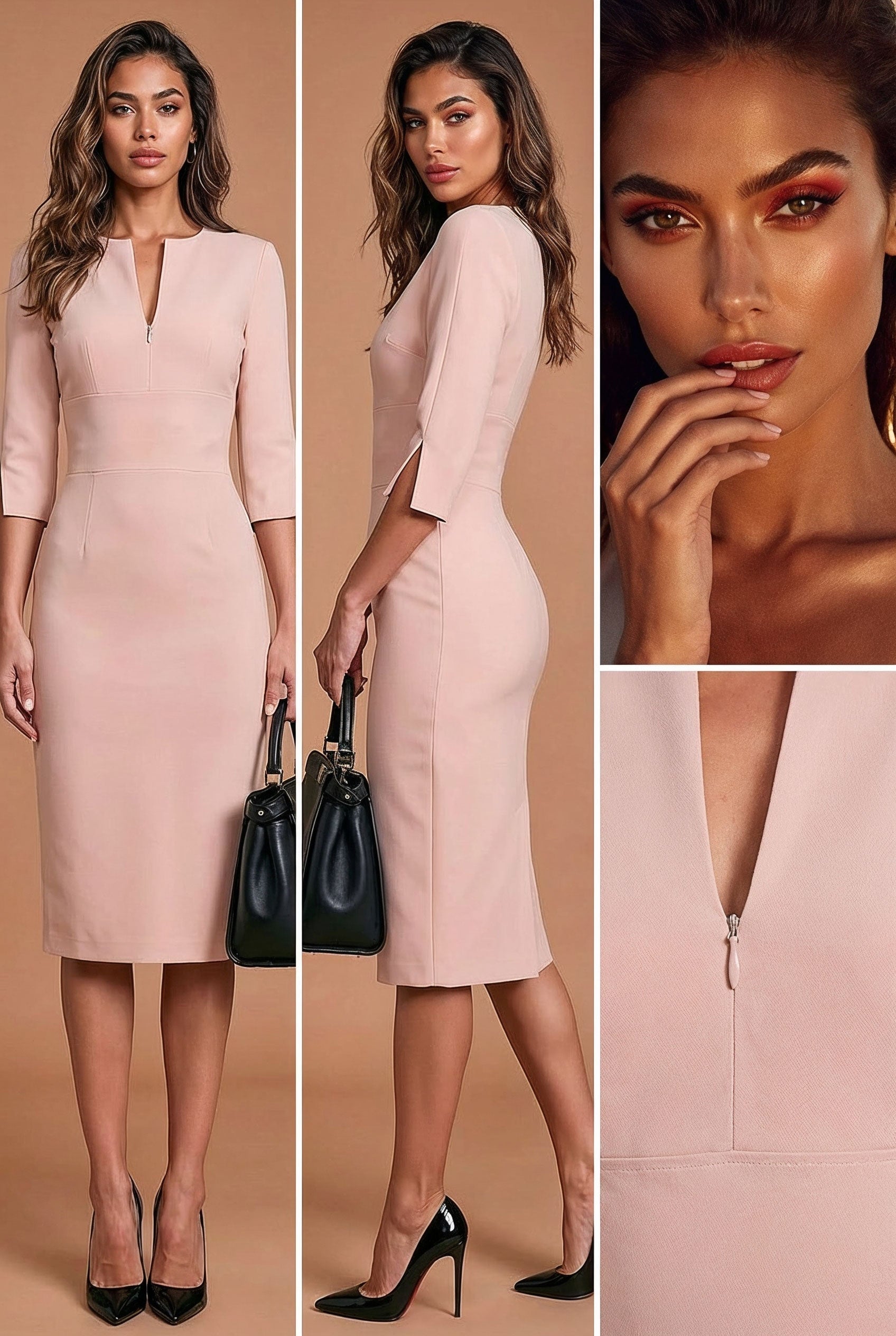 THE AUDRAY Blush Sheath Business Dress with 3/4 Sleeves by AUDRAY - image 5