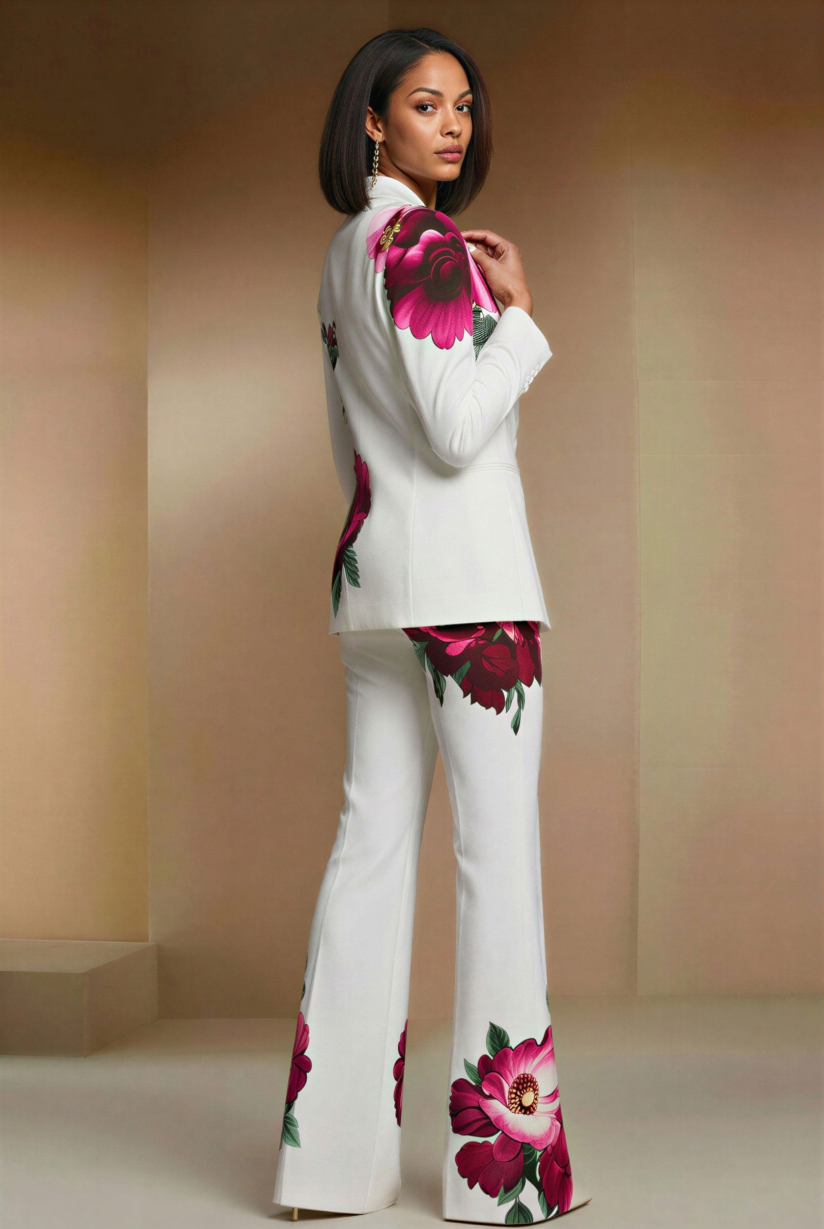 NEV WHITE White Wedding Ceremony Pantsuit with 3/4 Sleeves by AUDRAY - image 3
