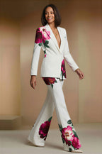 NEV WHITE White Wedding Ceremony Pantsuit with 3/4 Sleeves by AUDRAY - image 5