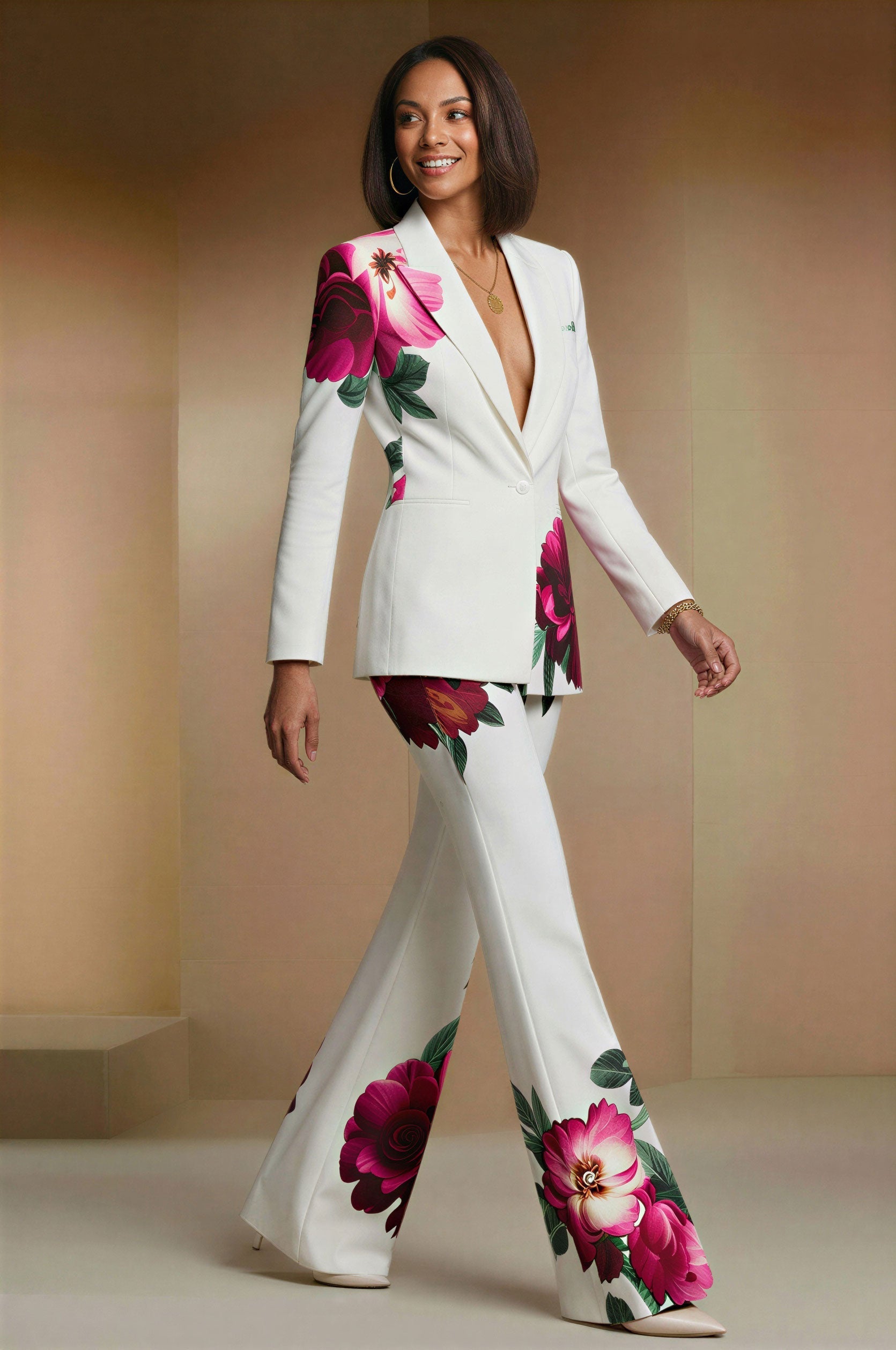NEV WHITE White Wedding Ceremony Pantsuit with 3/4 Sleeves by AUDRAY - image 5