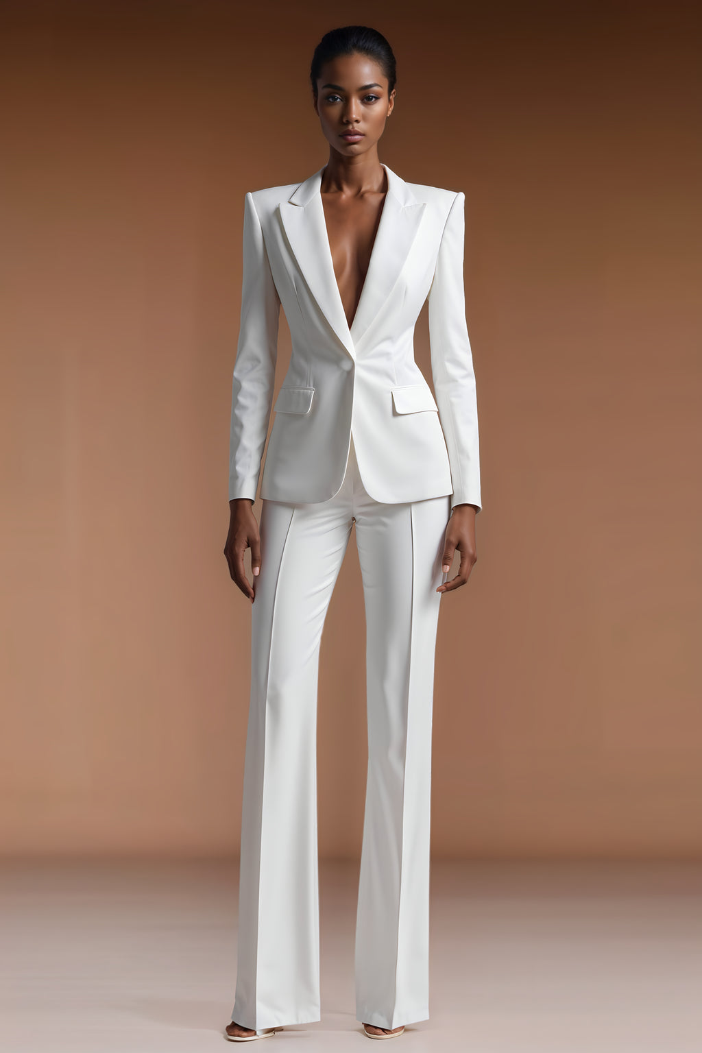 BYLA - Elegant White Bridal Pantsuit