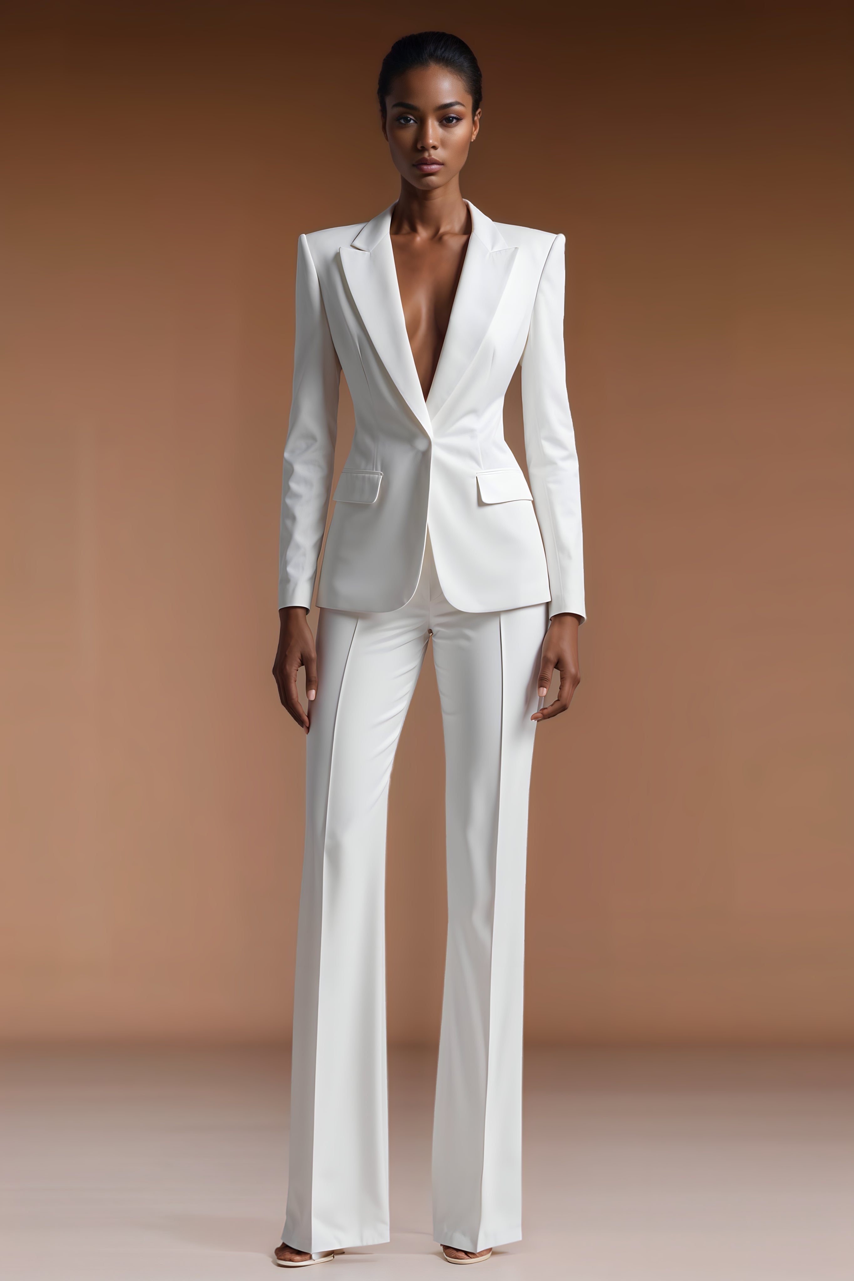 BYLA - Elegant White Bridal Pantsuit