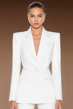 JYL - Elegant white pinstripe Designer Pantsuit