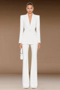 JYL - Elegant white pinstripe Designer Pantsuit